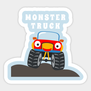 illustration of monster truck with cartoon style. Sticker